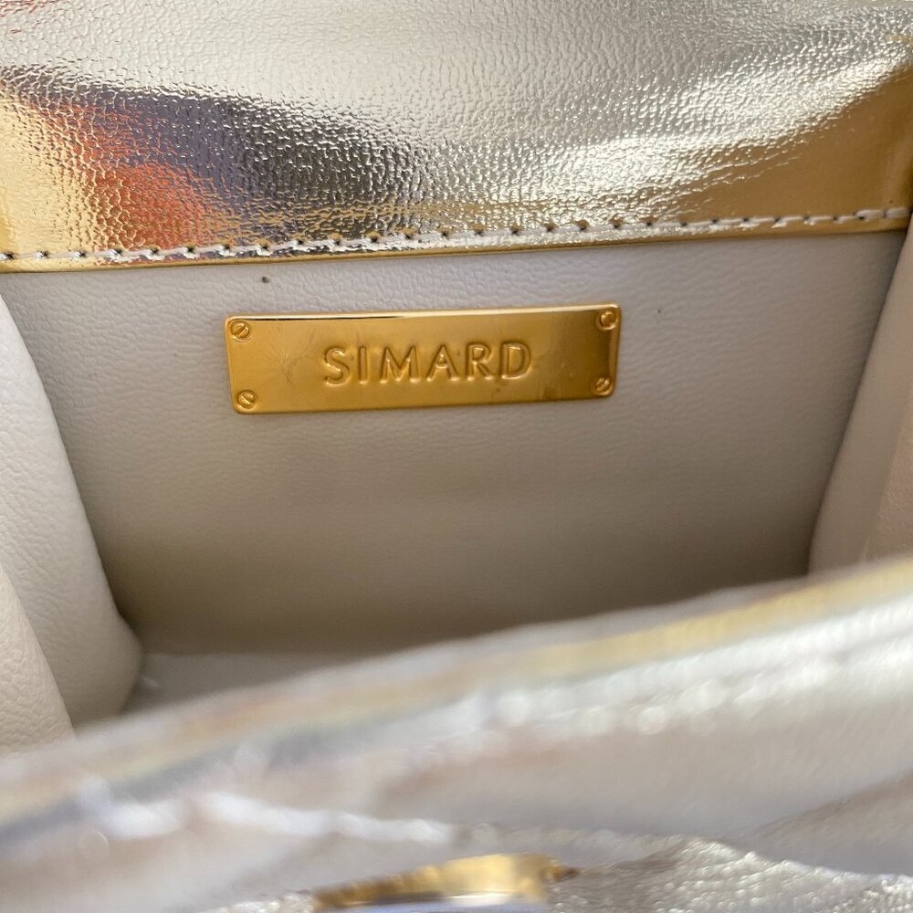 Simard Leather Mini Gold Quilted Metallic Chain Bag - Picture 4 of 15